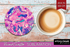 Brush Stroke Round Coaster - Abstract Coaster PNG Product Image 1