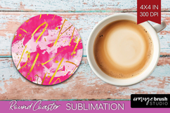 Brush Stroke Round Coaster - Abstract Coaster PNG Product Image 1