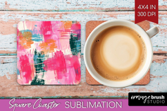 Brush Stroke Square Coaster - Abstract Coaster PNG Product Image 1