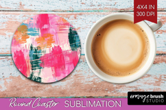 Brush Stroke Round Coaster - Abstract Coaster PNG Product Image 1