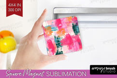 Brush Stroke Magnet Sublimation - Abstract Square Magnet PNG Product Image 1
