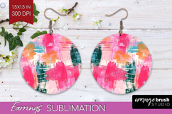Brush Stroke Round Earrings - Abstract PNG Sublimation Product Image 1
