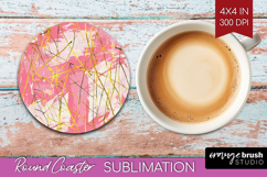 Brush Stroke Round Coaster - Abstract Coaster PNG Product Image 1