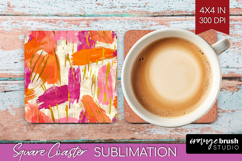Brush Stroke Square Coaster - Abstract Coaster PNG Product Image 1