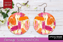 Brush Stroke Round Earrings - Abstract PNG Sublimation Product Image 1