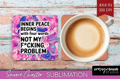 Sarcastic Quote Square Coaster - Brush Stroke Coaster PNG Product Image 1