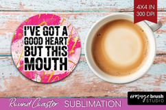 Sarcastic Quote Round Coaster - Brush Stroke Coaster PNG Product Image 1