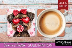 Brussels Griffon Valentine Square Coaster Valentines Day PNG Product Image 1