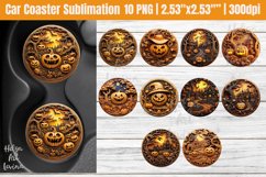 3D Halloween Car Coaster | Pumpkin Sublimation Designs Product Image 1