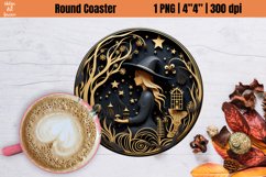 3D Halloween Round Coaster| Witch Sublimation Product Image 1