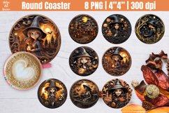 3D Halloween Round Coaster| Witch Sublimation Product Image 1