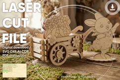 Standing Bunny with Flower Cart - Laser Cut File, SVG Easter Product Image 1