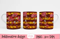 Poppy Flowers mug wrap for sublimation, floral mug PNG Product Image 2