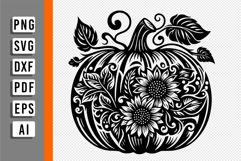 Floral Flowers Pumpkin SVG Designs, Fall SVG, Thanksgiving Product Image 2
