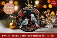 3D Christmas Round Sign, 3D Christmas Birds Ornament Design Product Image 1