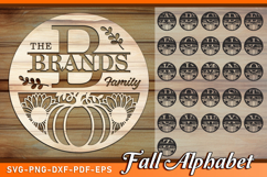 Round Fall Pumpkin Split Monogram Letters Sign SVG Cut Files Product Image 1