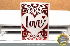 Valentine's Day Card of Heart, Love, and Flowers Papercut Product Image 1