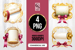Golden Scroll Frame Clipart Sublimation PNG Product Image 1