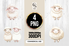 Cute Sheep Watercolor Clipart Sublimation PNG Product Image 1