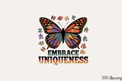 EMBRACE UNIQUENESS PNG, Autism Sublimation PNG Product Image 1