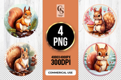 Winter Squirrel Clipart Sublimation PNG Product Image 1
