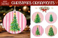 Christmas Tree Round Ornaments, Pink Stripes Ornaments Product Image 1