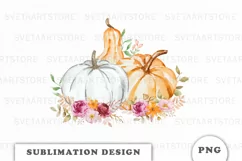 Fall Pastel Pumpkins Watercolor Clipart PNG Product Image 1