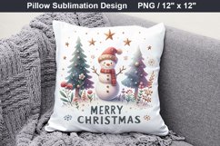 Merry Christmas - Christmas Snowman pillow Sublimation PNG Product Image 2