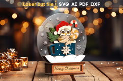 Christmas Snow Globe Owl SVG laser cut file for Glowforge Product Image 1