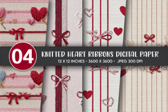 Knitted Heart Ribbons Digital Paper Product Image 1