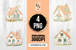 Floral Peach Cottage House Clipart Sublimation PNG Product Image 1