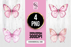 Watercolor Soft Pink Butterfly Clipart Sublimation PNG Product Image 1