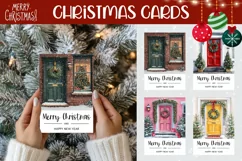 Merry Christmas Greeting Card, Cozy Christmas Door PNG Product Image 1