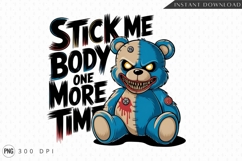 Creepy Blue Teddy Bear Cartoon Vector Illustration PNG Product Image 1