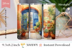 Plants Tumbler Wrap Template, Summer Tumbler Sublimation Product Image 1