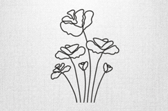 Abstract Poppy Line Art Floral Embroidery Design Product Image 1