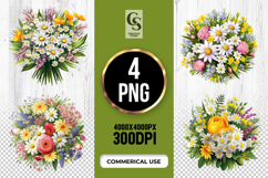 Spring Daisy Flower Bouquet Clipart Sublimation PNG Product Image 1