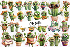 Cute Cactus Clipart, Set of 34 Png Bundle Product Image 1