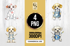 Watercolor Puppy Nurse and Artist Clipart Sublimation PNG Product Image 1