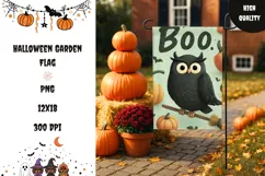 Boo Halloween Garden Flag, Halloween Owl Garden Flag Product Image 1