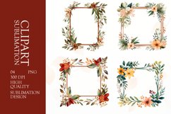 Watercolor floral wearth frame clipart sublimation png Product Image 1