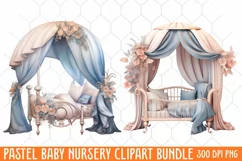 Pastel Baby Nursery Clipart Big, Baby Boy Elephant Clipart Product Image 2