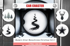 Modern Monochrome Christmas Car Coaster Product Image 1