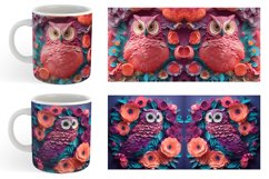 3D Owl and Flowers Mug Wrap | Sublimation Coffee Cup Product Image 6