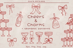 Cheers and Charms, line art fancy event elements vector art Product Image 1