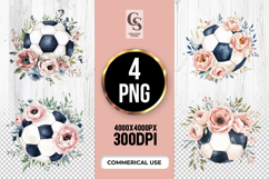 Floral Soccer Ball Watercolor Clipart Sublimation PNG Product Image 1