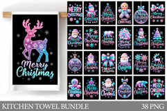 Iridescent Christmas Kitchen Towel. Christmas Sublimation Product Image 1
