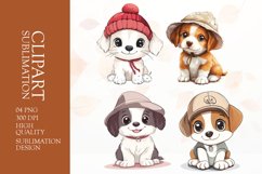 Watercolor winter dog clipart sublimation png Product Image 1