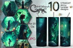 Mystic Halloween | 10 Skinny tumbler sublimation designs Product Image 1