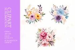 Watercolor floral Flower Clipart Sublimation Product Image 1
